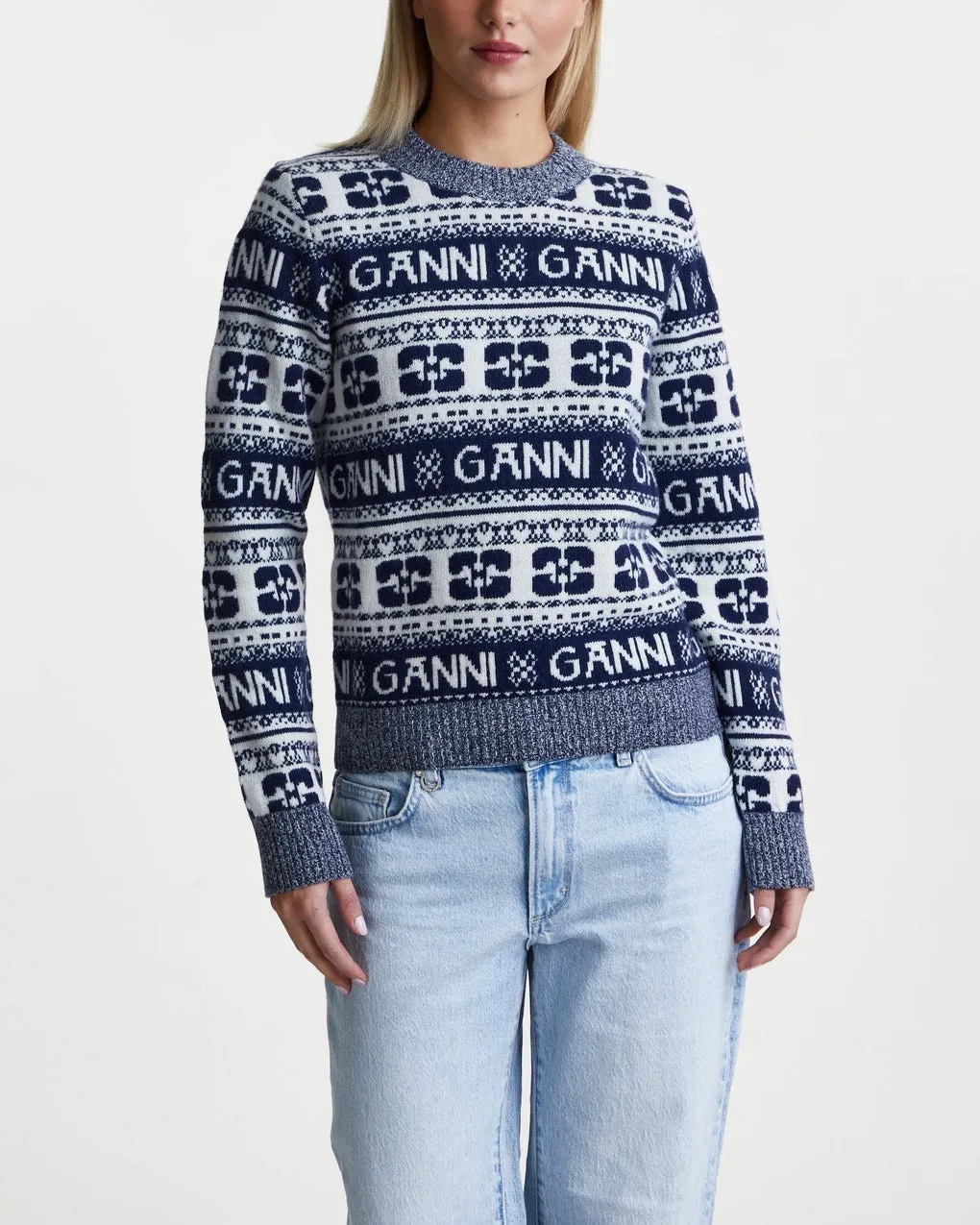 Ganni   Sweater Logo Wool Mix 